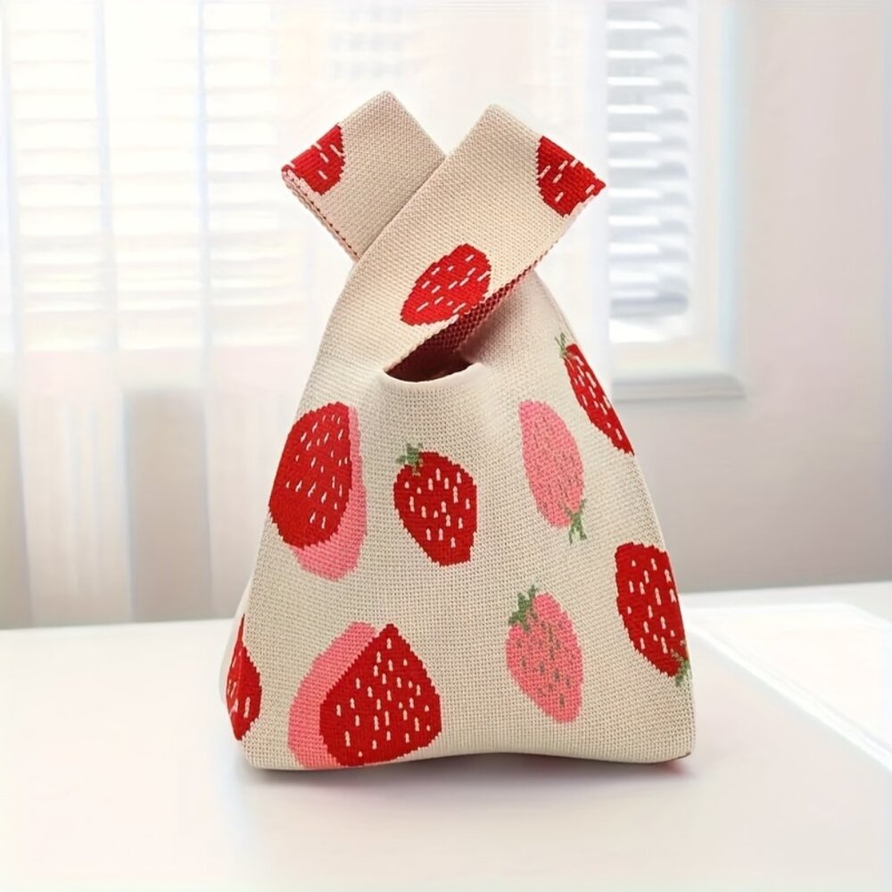 Travel Passions - Charming Strawberry Knitted Tote Bag - Picture 4 of 5
